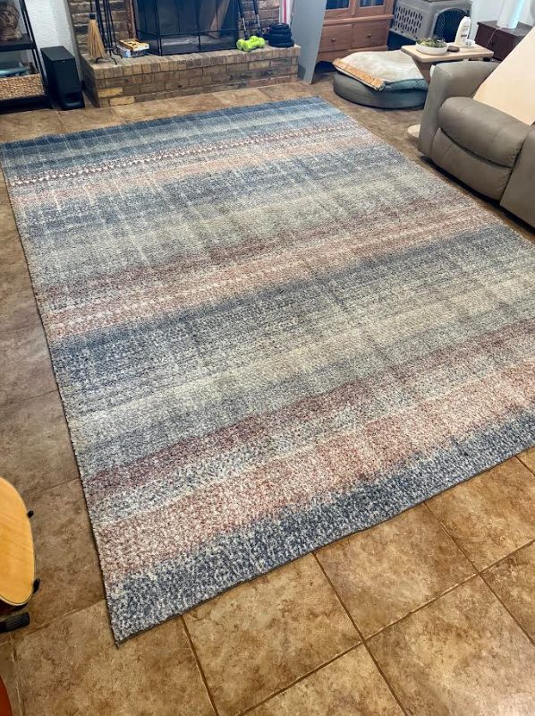 Clean striped area rug in a Walnut Creek living room after professional rug cleaning
