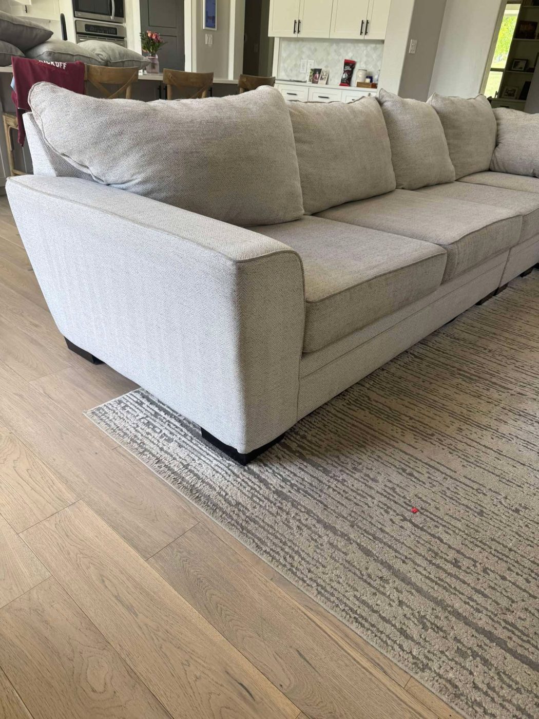 Light grey sectional sofa after professional upholstery cleaning in Walnut Creek