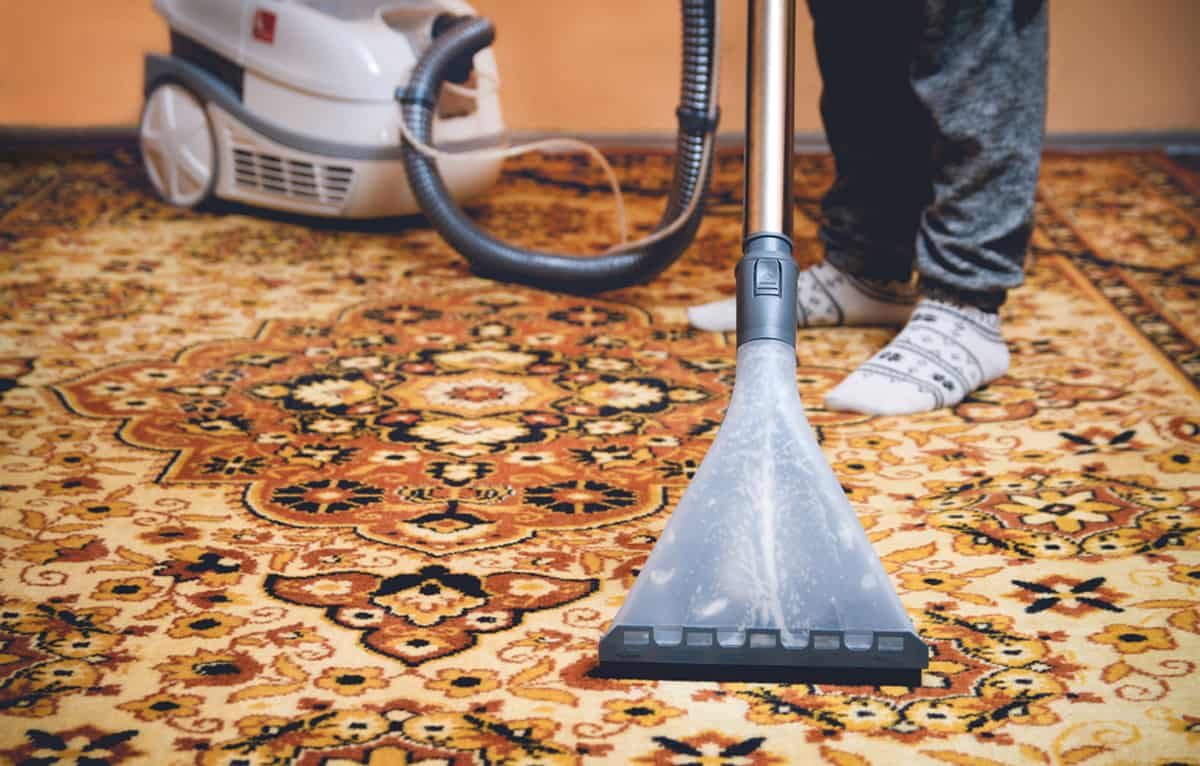 Residential oriental rug cleaning with hot water extraction in a Walnut Creek home